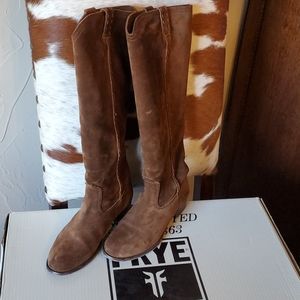 Frye Cara Talk Suede Boots Wood